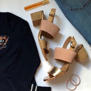 TOMS Poppy Bloom / Rose Gold Suede Heel 6.5